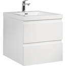 24" Floating Bathroom Vanity with Sink, Modern Wall-Mounted Bathroom Storage Vanity Cabinet with Resin Top Basin and Soft Close Drawers, Glossy White