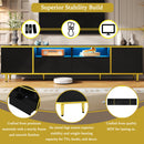 U-Can 70.9'' Modern TV Stand for TVs up to 80 Inches, Entertainment Center with 2 Shelves and  LED Lights, TV Storage Cabinet with 2 Drawers, 2 Cabinets and Metal Legs for Living room