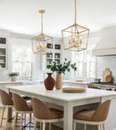 Industrial Gold Four Light Chandelier Lantern Fixture