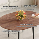 Walnut Extendable Dining Table Set Six Chairs Upholstered