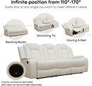 Power Recliner Sofa Set With LED Lights Creamy Finish