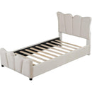 Twin Size Upholstered Platform Bed Velvet Upholstered Bed, Beige