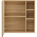 Natural Wood Grain Multi-Function Mirror Cabinet - Clear Mirror and Storage Space. MDF material mirror cabinet,a separate wall mounted bathroom mirror for storage and space saving.