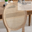 Oval Back Rattan Upholstered Dining Chairs Set Of 6 Beige With Wood Legs