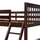 Espresso Wooden Twin Over Full Bunk Bed with Storage Drawers, Ladder, and Safety Guard Rails