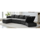 146.9" L-shaped Sofa Sectional Sofa Couch Pull-out Sofa Bed with a Movable Storage Ottoman, a Storage Chaise Lounge and Two USB Ports for Living Room, Grey