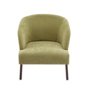 Modern Accent Chair with Round Back & Wooden Legs - Mid-Century Inspired Lounge Chair for Living Room, Bedroom, or Office - Soft Fabric Upholstery