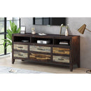 Retro Distressed Wooden TV Stand for TVs up to 65 Inches, Entertainment Center Media Console with 6 Drawers and 3 Shelves for Living room, Brown