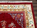 Indo Chinese Wool Rug 9x12, Red Art Deco Carpet, Vintage