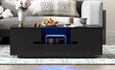 U-Can Modern High Glossy Rectangle Coffee Table, Stylish Center Table with Storage Space, Accent Furniture with 16 Color LED Lights for Living Room