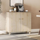 35.4 Inch Wide Light Oak Sideboard Storage Cabinet
