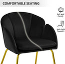 Modern Black Velvet Flower Armchair With Gold Legs