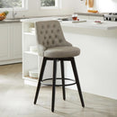 Bar Stool 30 Inch Stone Grey Upholstered 360 Degree Swivel