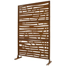 Outdoor & Indoor Metal Privacy Screen 76' H×48' W, Freestanding Decorative Screen for Deck Balcony Patio in Brown