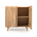 TREXM Wood Accent Cabinet with Storage, Rustic Mango Wood Storage Cabinet with Fluted Design and Adjustable Shelf for Dining Room, Kitchen, and Living Room (Natural)