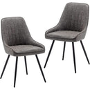 Modern Faux Leather Dining Chairs Set Of 2 Armless Metal Legs