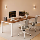78.7 Inch Extra Long Computer Desk For Two Walnut White