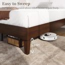 Queen Platform Bed Frame Dark Walnut Underbed Storage