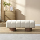 Upholstered Dining Bench, No-Assembly Entryway Bench Ottoman, Beige Chenille Fabric, 50' Length