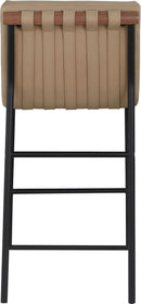 Burke Counter Stool Tan Vegan Leather Matte Black Frame