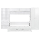 Full Size Murphy Bed Wall Bed with Closet , Drawers and Shelves, White