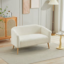 50.78'W Modern Loveseat Couch Sofa, Corduroy Fabric Upholstered 2-Seat Sofa, Wooden Nature Legs for Small Spaces Office Studio Apartment Bedroom, Ivory