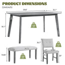 6PCs Dining Room Table Set, Rustic Farmhouse Dining Room Rectangular Table with 4 Upholstered Chairs and Bench, Solid Wood Kitchen Dining Table Set for 6 Persons