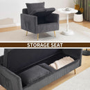 3 Piece Storage Sofa Set With Corduroy Gray Loveseat