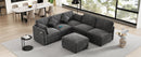 85.4' Sectional Sofa Modular Sofa U-shaped Sofa Couch Sofa Bed L-shaped Sofa with a Movable Ottoman and Two USB Ports for Living Room, Black