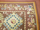 Aubusson Rug 6 x 9 Flat Weave Area Carpet European Design Flowers New Brown Rug Handmade Wool Hand-Knotted Aubusson Weave Medium Rug 6x9