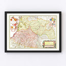 Vintage Map of Gascony, France 1665