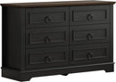 Black FortySevenPointTwoInch Wide Six Drawer Dresser