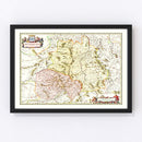 Vintage Map of Auvergne, France 1665