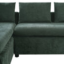 Elegant Chenille L-Shaped Sofa with Wooden Storage Compartment, Green, 93.7 Inches