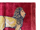 3 X 5 Handmade Hand-Knotted Rug Quality Wool Pictorial Lion Red Organic Dyes