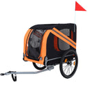 Large Folding Bike Trailer for Dogs – 120LB Capacity All-Terrain Pet Carrier, Durable Steel Frame for Cycling, Jogging, Camping & Outdoor Adventures, Black-Orange