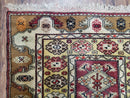 Turkish Caucasian Rug 4x7, Vintage Hand-Knotted Wool Turkish Talish Carpet 4 x 7, Cream, Burnt Orange Carmine Red Area Rug, Bohemian Rug