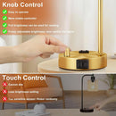 Industrial Dimmable Table Lamps Gold Finish With USB Ports