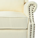 Upholstered Push Back Recliner Chair with Classic Wing Back, Beige Chenille, 29.75'