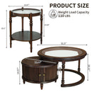 Modern Nesting Coffee Table Set with Matching Glass Side Table – Elegant Rubberwood Frame and Functional Storage