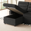 MH83.5' Convertible Sleeper Combo Sofa, Convertible Sofa Bed Polyester Pullout Bed with Storage Recliner and Cup Holder for Living Room, Tight Spaces