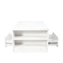 Modern Coffee Tables for Living Room, LED Coffee Table, Storage Coffee Table, Small Coffee Table, Wood Center Table with 2 Drawers and Open Side Shelf