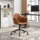 Mid-Century Modern Office Chair,Rolling Swivel Height Adjustable Ergonomic Chair with Frame/Arms, Back Support Home Desk Chair for Living Room,Studying (Brown)