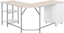 L Shaped Desk Two Toned With Drawers And Open Shelf Home Office