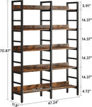 Rustic Brown 5 Tier Etagere Bookcase 71 In High 47 In Wide