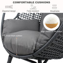 New Grid Style  PE Wicker Weaving Patio Egg Chair with Gray Color Rattan Gray Cushion and Table