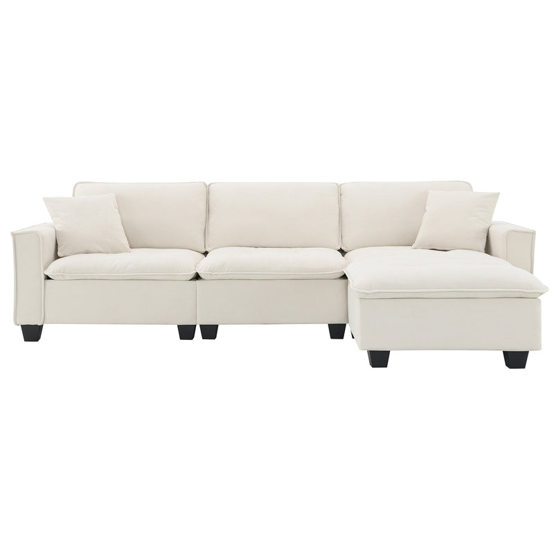 Walker Edison | Suede Modern Sectional L Shape Sofa with Ottoman