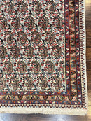 Persian Rug 4x6, Mashad Kashmar Rug, Boteh Paisley Design, Allover Repeated Pattern, Ivory Hand Knotted Vintage Semi Antique Persian Oriental Carpet