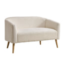50.78'W Modern Loveseat Couch Sofa, Corduroy Fabric Upholstered 2-Seat Sofa, Wooden Nature Legs for Small Spaces Office Studio Apartment Bedroom, Ivory