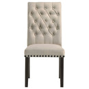 Alana Upholstered Dining Side Chair Beige Smokey Black (Set of 2)